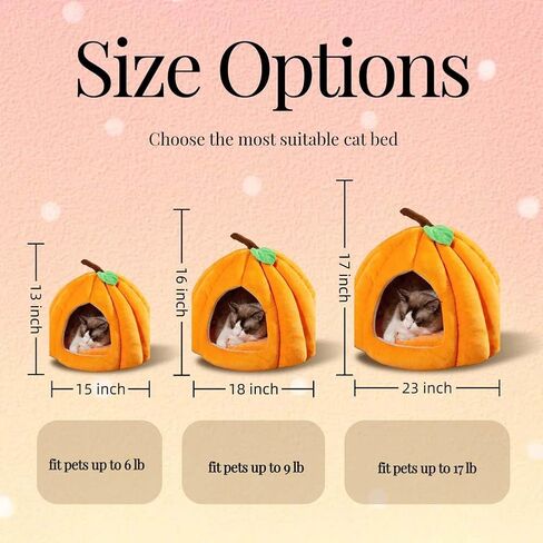 Cute Pumpkin Cat Bed for Indoor Cats，Pumpkin Shape Cat House with Removable Washable Cushioned Pillow，Cat Cave Bed Cat Tent for Puppy and Kitten (Blue,23 in) in Saudi Arabia