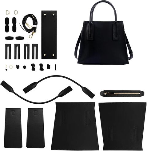Popsewing Leather Women Top Handles Handbag Diy Kit ، حقيبة كتف Crossbody Diy مع مجموعة خياطة ، مجموعة حقيبة مصنوعة يدويًا لـ Mom Girlfriend Firsty Gift (Black) in Kuwait