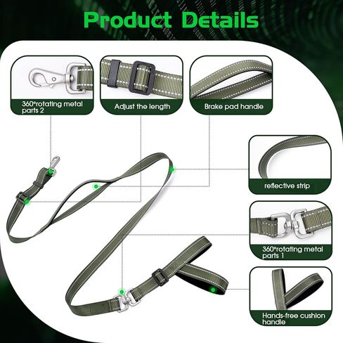 Dog Slip Lead Dog Leash, Heavy Duty No-Pull Training Leash w/Poop Bag Holder, Anti-Tangle, Multi-Handles & Reflective Thread for Small, Medium Dogs 4FT Green in Saudi Arabia