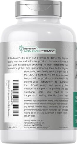Hyaluronic Acid Capsules | 250 mg | 240 Count | Non-GMO and Gluten Free Supplement | by Horbaach in Saudi Arabia