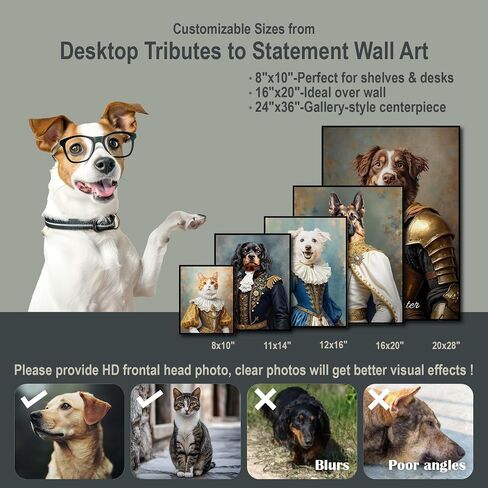 PAWSARTIZE Custom Pet Portrait, Hand-Painted Portrait from Your Photo, Dog Memorial Gifts, Dog Wall Art Perfect for Birthdays, Anniversaries & Cherished Gifts (King/Prince/Duke) in Saudi Arabia