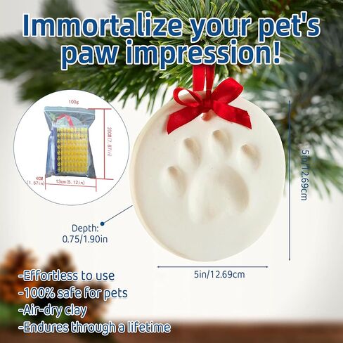 Complete Pet Paw Print Keepsake Set (2-Pack) - Cherished Personalizable Ornament Kit with Display Stands, Non-Toxic Clay, Safe for Dogs & Cats, Durable Air-Dry Design for Lasting Memories. in Saudi Arabia