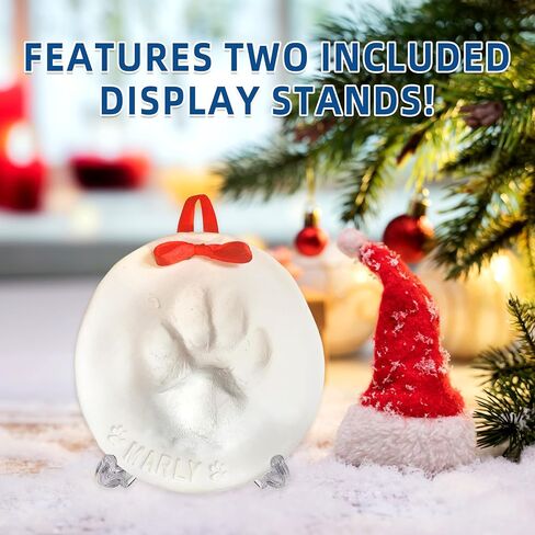 Complete Pet Paw Print Keepsake Set (2-Pack) - Cherished Personalizable Ornament Kit with Display Stands, Non-Toxic Clay, Safe for Dogs & Cats, Durable Air-Dry Design for Lasting Memories. in Saudi Arabia