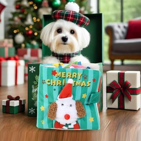 Dog Toy Snuffle Sound Book Series Lunch Space Christmas Goodnight Birthday Scout Themes 3D Puppy Decor Cover Puzzle Toy Dog Accessories for Mental Stimulation & Slow Feeding (Xmas) in Saudi Arabia