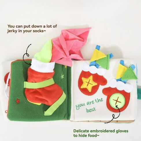 Dog Toy Snuffle Sound Book Series Lunch Space Christmas Goodnight Birthday Scout Themes 3D Puppy Decor Cover Puzzle Toy Dog Accessories for Mental Stimulation & Slow Feeding (Xmas) in Saudi Arabia