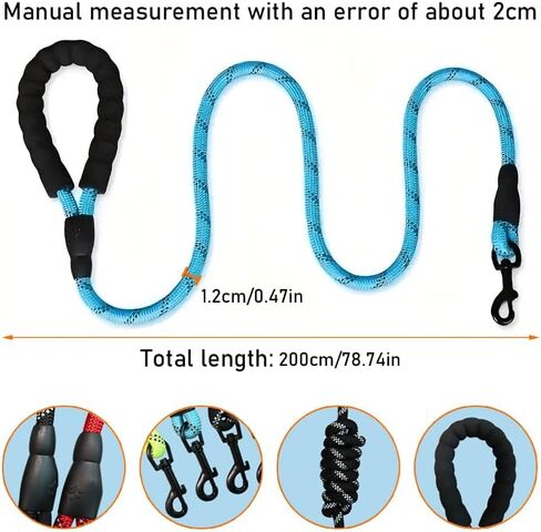 6.6FT Dog Leash with Comfortable Padded Handle, High-Visibility Reflective Threads, 1/2 inch, for Medium & Large Dogs, 5 Colors Available (Black/Purple/Pink/Blue/Red), Pink in Saudi Arabia
