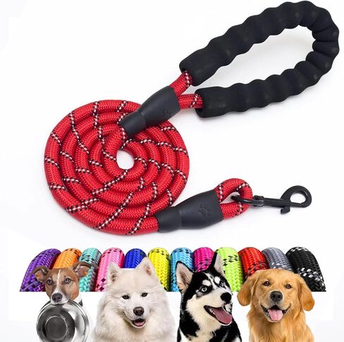 6.6FT Dog Leash with Comfortable Padded Handle, High-Visibility Reflective Threads, 1/2 inch, for Medium & Large Dogs, 5 Colors Available (Black/Purple/Pink/Blue/Red), Pink in Saudi Arabia