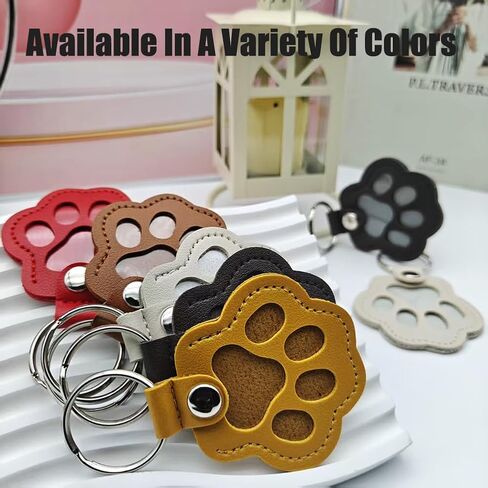 Pet Paw Shaped Leather Keychain, Dog Fur Storage Key chain, Dog＆Cat Hair Keepsake Key Chain, Pet Memorial Collection Pendant in Kuwait