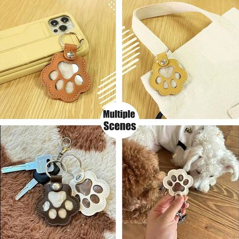 Pet Paw Shaped Leather Keychain, Dog Fur Storage Key chain, Dog＆Cat Hair Keepsake Key Chain, Pet Memorial Collection Pendant in Kuwait