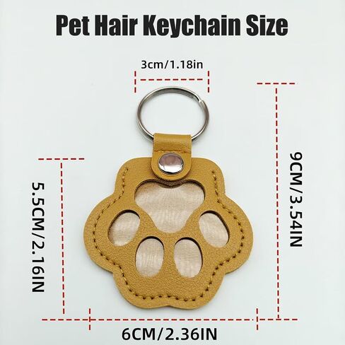 Pet Paw Shaped Leather Keychain, Dog Fur Storage Key chain, Dog＆Cat Hair Keepsake Key Chain, Pet Memorial Collection Pendant in Kuwait