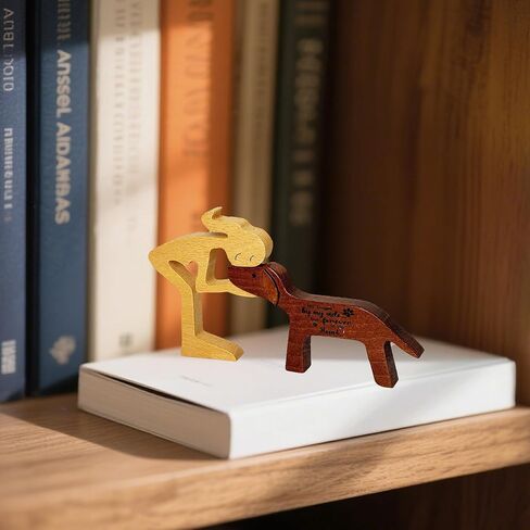 Memorial Gifts for Loss of Dog Wooden Girl & Dog Statue Sympathy Bereavement Gift - Wood Carving - No Longer by My Side but Forever in My Heart in Kuwait