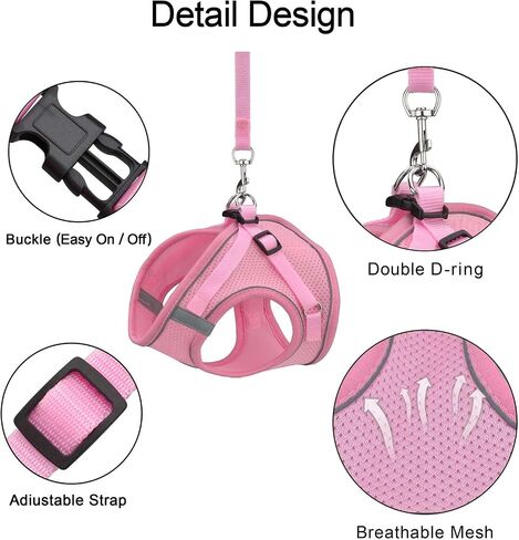 Step in Dog Harness, Pet Chest and Back and Traction Rope Set, Vest Harness for Puppy Cats,Reflective Tape, Large,Medium, Small, and Extra Small Sizes in Saudi Arabia