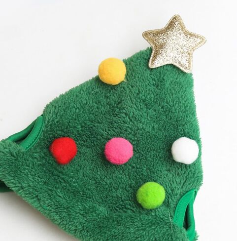 Christmas Tree Headwear Hat for Pet, Decorations Star Pompoms Christmas Cat Dog Headwear Photo Props (Small) in Saudi Arabia