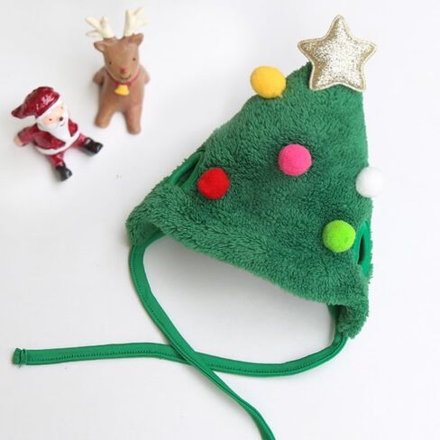 Christmas Tree Headwear Hat for Pet, Decorations Star Pompoms Christmas Cat Dog Headwear Photo Props (Small) in Saudi Arabia