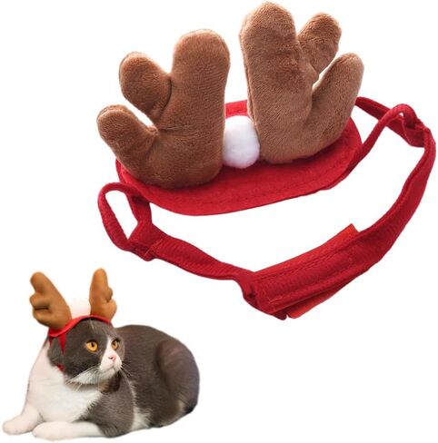 Pet Christmas Costume for Small Dog Cat Elk Reindeer Antlers Headband for Cat Dog Reindeer Costume for Small Dogs Cats Christmas Costume for Pet Deer Antler Costume for Kitten Puppy Christmas Outfit in Saudi Arabia