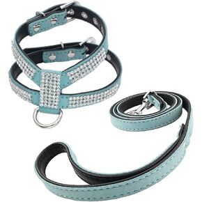 سرج فاشون للكلاب مع الماس والرصاص، سرج للكلاب الصغيرة اللطيفة مع مقود للكلاب - وردي - S in Kuwait