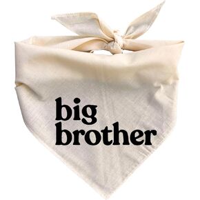 Big Brother Dog Bandana Beige Cream Creamy Natural Cotton Baby Pregnancy Announcement pet Scarf Sign in Saudi Arabia