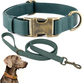 Dog Collar and Leash Set,Leather Silicone Waterproof Odor-Proof Dog Collar and Leash for Large Dogs, Soft Flexible Dog Collars, Durable Thick Adjustable Pet Collar (Brown, Large (16-24.5" Neck)) in Saudi Arabia