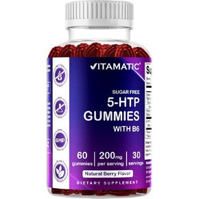 Vitamatic Sugar Free 5-HTP 200mg Gummies with B6 per Serving - 60 Pectin Based Gummes in Kuwait
