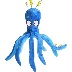 Plush Octopus Dog Toy with Squeaker, No Stuffing for Safety, Soft and Durable Dual-Layer Fabric, Suitable for Small to Large Dogs (Blue) in Saudi Arabia