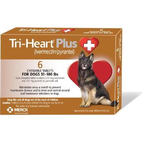 TRI-HEART PLUS Chewable Tablet for Dogs, up to 25 lbs (Blue Box), 6 Chewable Tablets, 6-Month Supply in Saudi Arabia