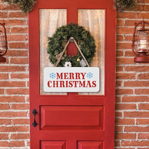 4 Pieces Merry Christmas Stencil Reusable Stencils for Painting Christmas Decoration Painting Template for Furniture, Wall, Window, Fabric, Wood，4 Different Sizes (Merry Christmas) in Kuwait