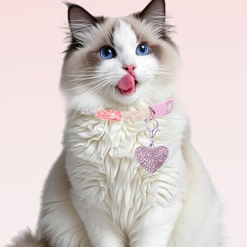 Pink Couture Designer Fancy Bling Rhinestone Heart Pet Cat Dog Necklace Collar Charm Pendant in Saudi Arabia
