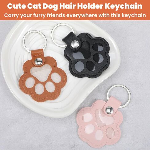 Pet Hair Keychain - 3Pcs Dog Fur Keepsake with Zinc Alloy Paw Design for Pet Lovers to Store Cherished Memories in Saudi Arabia