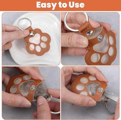 Pet Hair Keychain - 3Pcs Dog Fur Keepsake with Zinc Alloy Paw Design for Pet Lovers to Store Cherished Memories in Saudi Arabia