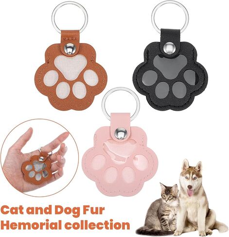 Pet Hair Keychain - 3Pcs Dog Fur Keepsake with Zinc Alloy Paw Design for Pet Lovers to Store Cherished Memories in Saudi Arabia