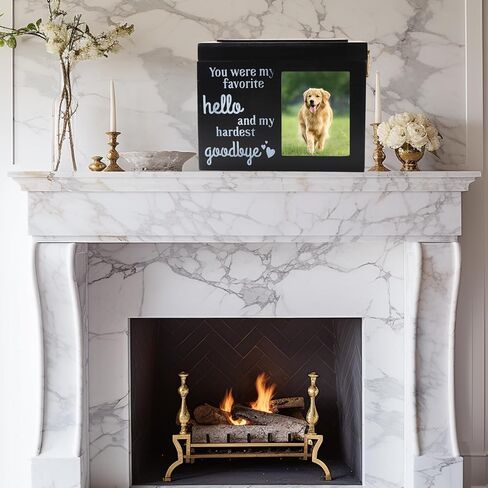 Longzhuo Dog Urns for Ashes، جرار الحيوانات الأليفة للكلاب، مع سبورة قابلة للكتابة، مفتاحين، إطار صورة، 7.9 × 5.5 × 6 بوصة هدايا تذكارية خشبية كبيرة لفقدان الحيوانات الأليفة، أسود in Saudi Arabia