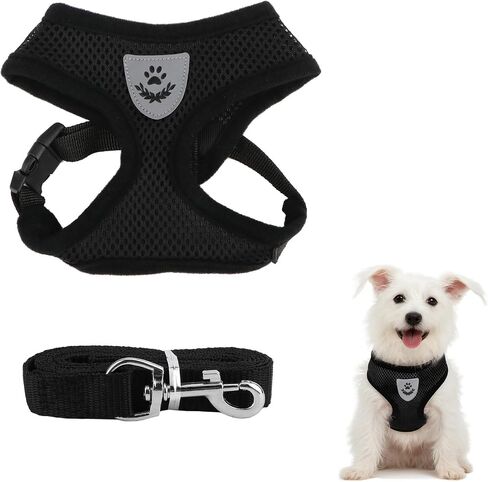 Pet Dog Vest Harnesses Puppy Cotton Polyester Adjustable Dog Mesh Harness Travel Chest Strap Vest Reflective (Black, L) in Saudi Arabia