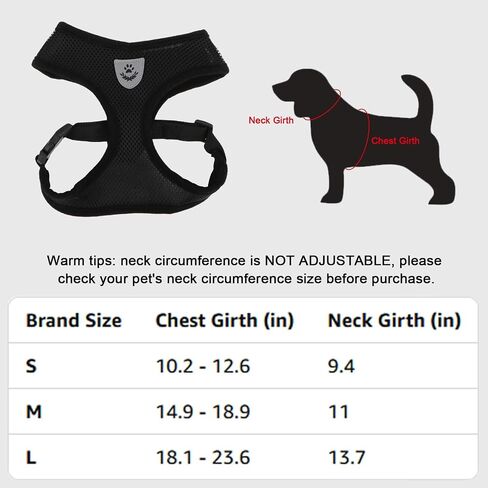 Pet Dog Vest Harnesses Puppy Cotton Polyester Adjustable Dog Mesh Harness Travel Chest Strap Vest Reflective (Black, L) in Saudi Arabia