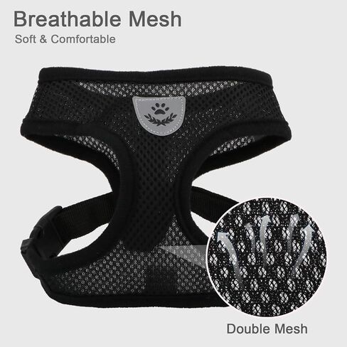 Pet Dog Vest Harnesses Puppy Cotton Polyester Adjustable Dog Mesh Harness Travel Chest Strap Vest Reflective (Black, L) in Saudi Arabia