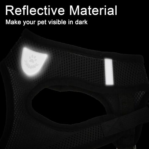 Pet Dog Vest Harnesses Puppy Cotton Polyester Adjustable Dog Mesh Harness Travel Chest Strap Vest Reflective (Black, L) in Saudi Arabia