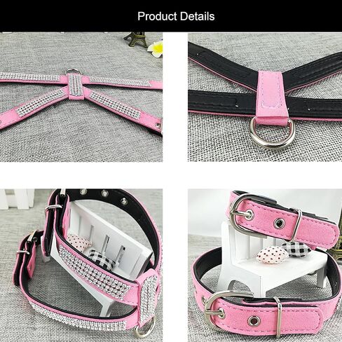 Fashion Dogs Harness with Diamantes and Lead Cute Girl Bling Small Dog Harness with Leash for Dogs - Pink - S in Kuwait
