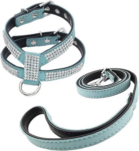 سرج فاشون للكلاب مع الماس والرصاص، سرج للكلاب الصغيرة اللطيفة مع مقود للكلاب - وردي - S in Kuwait