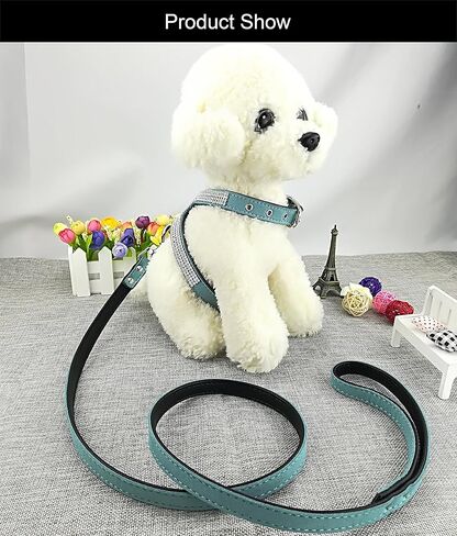 سرج فاشون للكلاب مع الماس والرصاص، سرج للكلاب الصغيرة اللطيفة مع مقود للكلاب - وردي - S in Kuwait