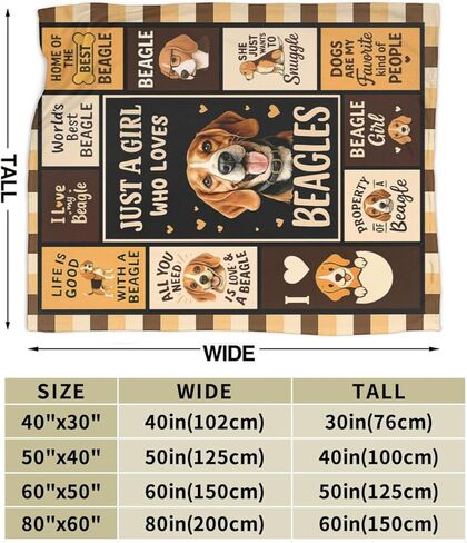 Beagle Blanket Super Soft Warm Fluffy Fleece Flannel Dog Animal Throw Blanket Cozy Fuzzy Plush Stuff Bedding Blankets Gifts for Women Kids Boys Girls Adults 50"X40" in Saudi Arabia