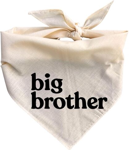 Big Brother Dog Bandana Beige Cream Creamy Natural Cotton Baby Pregnancy Announcement pet Scarf Sign in Saudi Arabia