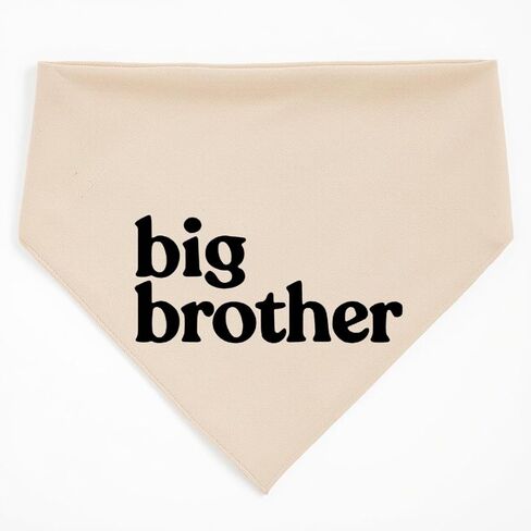 Big Brother Dog Bandana Beige Cream Creamy Natural Cotton Baby Pregnancy Announcement pet Scarf Sign in Saudi Arabia