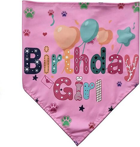 Dog Birthday Party Supplies, Birthday Girl Pink Bandana and Hat with Number for Small and Medium Dogs, Adorable Pink Birthday Accessories for Dog Celebrations in Saudi Arabia