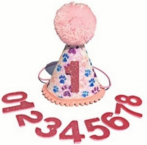 Dog Birthday Party Supplies, Birthday Girl Pink Bandana and Hat with Number for Small and Medium Dogs, Adorable Pink Birthday Accessories for Dog Celebrations in Saudi Arabia