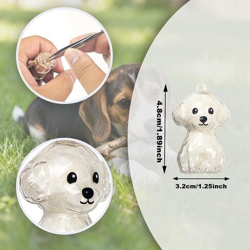 ELANE Dog Hair Keepsake，2 Pack Pet Hair Memorial Keepsake Pet Hair Keychain Keepsake (Clear-Poodle) in Saudi Arabia