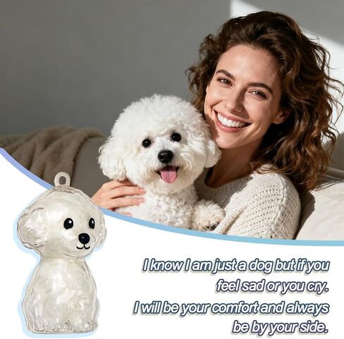 ELANE Dog Hair Keepsake，2 Pack Pet Hair Memorial Keepsake Pet Hair Keychain Keepsake (Clear-Poodle) in Saudi Arabia