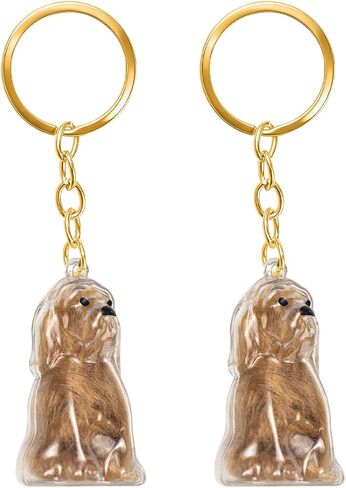 ELANE Dog Hair Keepsake，2 Pack Pet Hair Memorial Keepsake Pet Hair Keychain Keepsake (Clear-Poodle) in Saudi Arabia