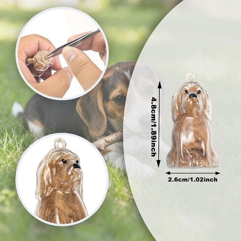 ELANE Dog Hair Keepsake，2 Pack Pet Hair Memorial Keepsake Pet Hair Keychain Keepsake (Clear-Poodle) in Saudi Arabia