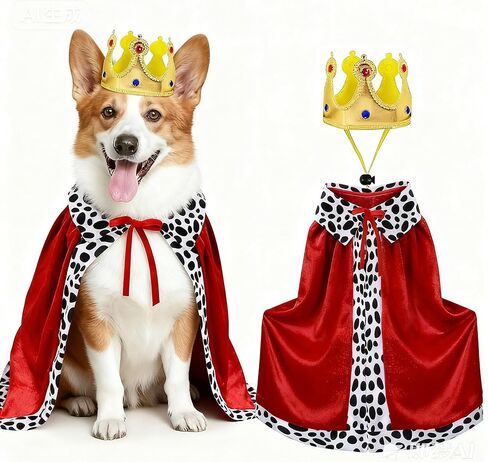 Large Dog King Costume for Christmas - Dog Christmas Costumes,Funny Pet Christma Costumes for Dogs and Cat,Large Xmas Dogs Costume with Cape and Crown(L) in Kuwait