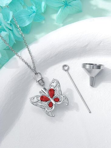 Cremation Necklace for Ashes 925 Sterling Silver Pet Paw/Butterfly Memorial Cremation Keepsake Pendant Jewelry Women Keepsake Bereavement Gift in Saudi Arabia