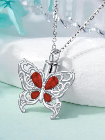 Cremation Necklace for Ashes 925 Sterling Silver Pet Paw/Butterfly Memorial Cremation Keepsake Pendant Jewelry Women Keepsake Bereavement Gift in Saudi Arabia